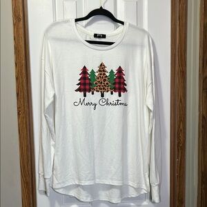 Merry Christmas Tree Long Sleeve Tee EUC